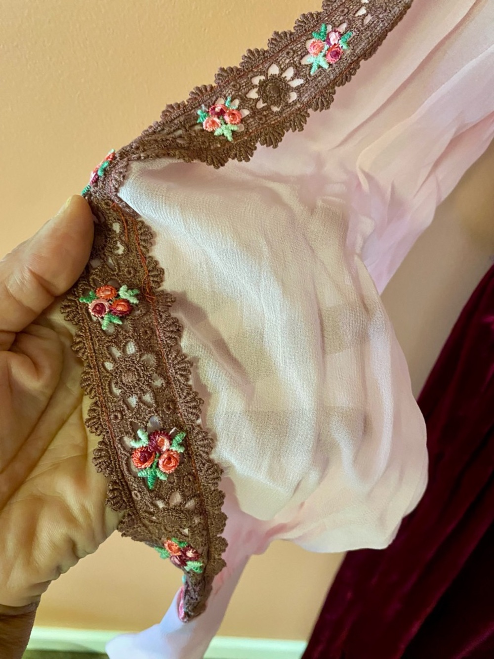 1970’s Vintage Velvet & Sheer Dress - Picture 6 of 11